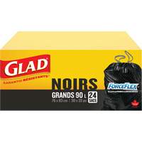 90L Garbage Bags, Regular, 30" W x 33" L, Black Sidevic Inc.