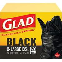 135L Garbage Bags, Regular, 31" W x 42" L, Black Sidevic Inc.