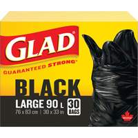 90L Garbage Bags, Regular, 30" W x 33" L, Black Sidevic Inc.