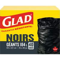 184L Garbage Bags, Regular, 35" W x 48" L, Black Sidevic Inc.