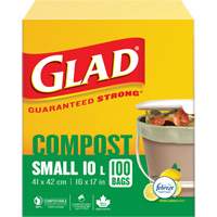 Small Compostable Bags, Regular, 17" L x 16" W, Brown, 10 L (3 Gal.) Capacity Sidevic Inc.