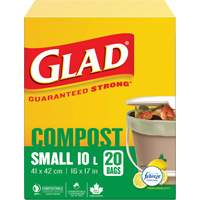 Small Compostable Bags, Regular, 17" L x 16" W, Brown, 10 L (3 Gal.) Capacity Sidevic Inc.