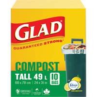 Tall Compostable Bags, Regular, 31" L x 24" W, Brown, 49 L (13 Gal.) Capacity Sidevic Inc.