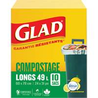 Tall Compostable Bags, Regular, 31" L x 24" W, Brown, 49 L (13 Gal.) Capacity Sidevic Inc.