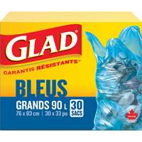 45L Recycling Bags, Regular, 30" W x 33" L, Blue Sidevic Inc.