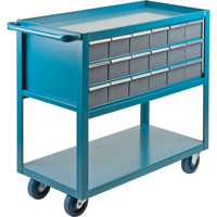 Chariot &agrave; tablette avec tiroir, 1200 lb Capacit&eacute;, Acier, 18" x la, 35" x ha, 36" p, Roues en Caoutchouc, Enti&egrave;rement soud&eacute;, 18 tirroirs Sidevic Inc.
