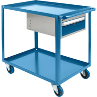 Chariots &agrave; tablettes avec tiroir, 1200 lb Capacit&eacute;, Acier, 24" x la, 36" x ha, 39" p, Roues en Caoutchouc, Enti&egrave;rement soud&eacute;, 1 tirroirs Sidevic Inc.