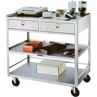 Stainless Steel Equipment Stands, 300 lbs. Capacity, Stainless Steel, 20"/20-1/8" x W, 35" x H, 37"/36-3/8" D, Knocked Down, 2 Drawers Sidevic Inc.