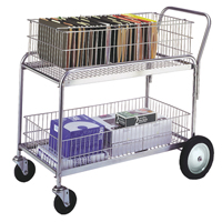 Chariot de bureau en treillis m&eacute;tallique pour le courrier, 250 lb Capacit&eacute;, Chrome, 23-3/4" p x 43" la x 38-1/2" h, Chrom&eacute; Sidevic Inc.