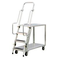 Aluminum Stock Picking Ladder Cart, Aluminum, 22" W x 51-1/2" D, 2 Shelves, 800 lbs. Capacity Sidevic Inc.