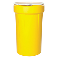 Baril emboîtable en poly&eacute;thyl&egrave;ne, 55 gal. US (45 gal. imp.), Dessus ouvert, Jaune Sidevic Inc.