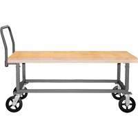 Chariot &agrave; plateforme ajustable en bois, 48" lo x 24" la, Capacit&eacute; de 1800 lb, Roues en Caoutchouc moul&eacute; Sidevic Inc.