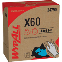 WypAll&reg; X60 Wipers, All-Purpose, 16-3/4" L x 8-3/8" W Sidevic Inc.