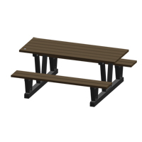 Recycled Plastic Outdoor Picnic Tables, 72" L x 60-5/16" W, Walnut Sidevic Inc.
