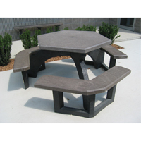 Recycled Plastic Hexagon Picnic Tables, 78" L x 78" W, Brown Sidevic Inc.