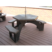 Recycled Plastic Hexagon Picnic Tables, 78" L x 78" W, Brown Sidevic Inc.
