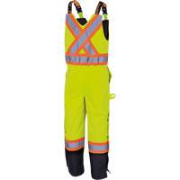 5041BB Pantalon &agrave; bretelles matelass&eacute; imperm&eacute;able, Polyester, Grand, Jaune lime haute visibilit&eacute; Sidevic Inc.