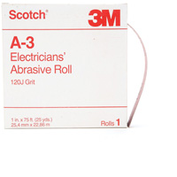 Scotch&reg; A-3 Electrician's Abrasive Roll, Aluminum Oxide, 1" W x 75' L, 120 Grit Sidevic Inc.