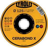Cerabond X Cut-Off Wheel, 5" x 0.04", 7/8" Arbor, Ceramic Sidevic Inc.