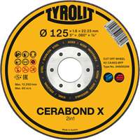 CERABOND X Cut-Off Wheel for Steel & Stainless Steel, 4-1/2" x 0.45", 7/8" Arbor, Type 1, Ceramic, 12250 RPM Sidevic Inc.