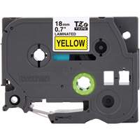 Cartouche de ruban pour syst&egrave;me d'&eacute;tiquetage P-touch, 18 mm x 8 m, Noir sur jaune Sidevic Inc.