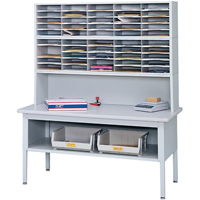 Mobilier E-Z Sort pour la salle du courrier- Tables de tri avec tablette-Dessus de table, 60" la x 28" p x 36" h, Stratifi&eacute; Sidevic Inc.
