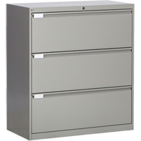 Lateral Filing Cabinet, Steel, 3 Drawers, 36" W x 18" D x 40-1/16" H, Grey Sidevic Inc.