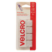 Attaches en carr&eacute;e, Boucle et crochet, 7/8" dia., Adh&eacute;sif, Blanc Sidevic Inc.