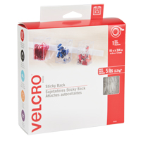 Fastener, Hook & Loop, 15' x 3/4", Adhesive, White Sidevic Inc.