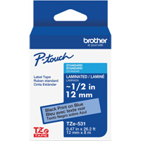 Laminated Tape for P-Touch&reg;, 12 mm x 8 m, Black on Blue Sidevic Inc.