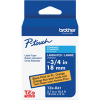 TZe-B41 Laminated Tape for TZe-Compatible P-Touch Label Makers, Black on Fluorescent Orange, 0.7" Width Sidevic Inc.