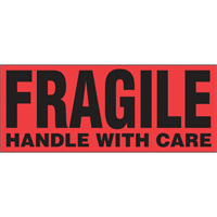 "Fragile Handle with Care" Special Handling Labels, 5" L x 2" W, Black on Red Sidevic Inc.