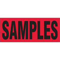 "Samples" Special Handling Labels, 5" L x 2" W, Black on Red Sidevic Inc.