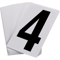 Num&eacute;ros autocollants, 4, 3-1/2" h, Noir sur blanc Sidevic Inc.