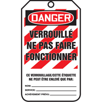 &eacute;tiquettes de verrouillage, Papier cartonn&eacute;, 3-1/8" la x 5-7/8" h, Français Sidevic Inc.