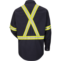 Work Shirt with Reflective Trim, Cotton/Nylon, Medium, High Visibility Orange Sidevic Inc.