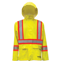 Hi-Vis FR/PU Safety Rain Jackets, Small, High Visibility Lime-Yellow Sidevic Inc.