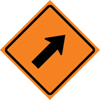 Right Diagonal Arrow Roll-Up Traffic Sign, 36" x 36", Vinyl, Pictogram Sidevic Inc.