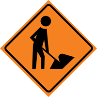 Men at Work Roll-Up Traffic Sign, 36" x 36", Vinyl, Pictogram Sidevic Inc.