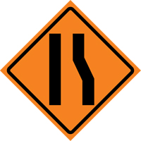 Merge Left Roll-Up Traffic Sign, 36" x 36", Vinyl, Pictogram Sidevic Inc.