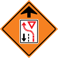 Yield Ahead Roll-Up Traffic Sign, 29-1/2" x 29-1/2", Vinyl, Pictogram Sidevic Inc.