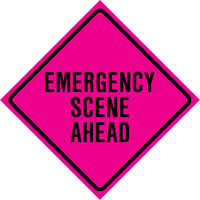"Emergency Scene Ahead" Roll-Up Traffic Sign, 36" x 36", Vinyl, English Sidevic Inc.