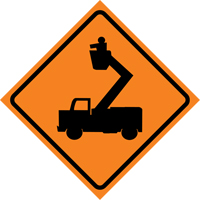 Man in Elevated Bucket Roll-Up Traffic Sign, 29-1/2" x 29-1/2", Vinyl, Pictogram Sidevic Inc.
