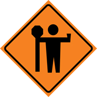 Flagman Roll-Up Sign Traffic Sign, 36" x 36", Vinyl, Pictogram Sidevic Inc.