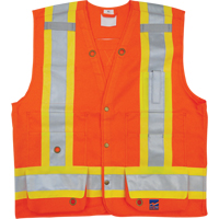 Veste de s&eacute;curit&eacute; pour arpenteur, Orange haute visibilit&eacute;, Petit, Polyester Sidevic Inc.