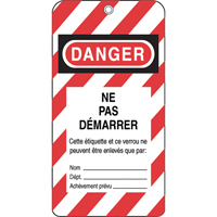 &eacute;tiquettes de verrouillage, Plastique, 3" la x 5-3/4" h, Français Sidevic Inc.