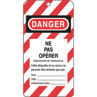 &eacute;tiquettes de verrouillage, Plastique, 3" la x 5-3/4" h, Français Sidevic Inc.