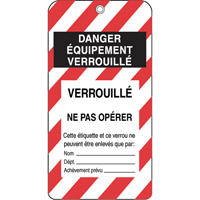 &eacute;tiquettes de verrouillage, Plastique, 3" la x 5-3/4" h, Français Sidevic Inc.