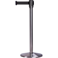 Barri&egrave;res sur pieds pour le contr&ocirc;le des foules, Acier, 35" h, Ruban Noir, Longueur du ruban 7' Sidevic Inc.