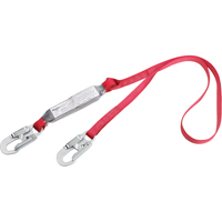 PRO Shock Absorbing Lanyards, 4', Snap Hook Center, Snap Hook Leg Ends, Polyester Sidevic Inc.